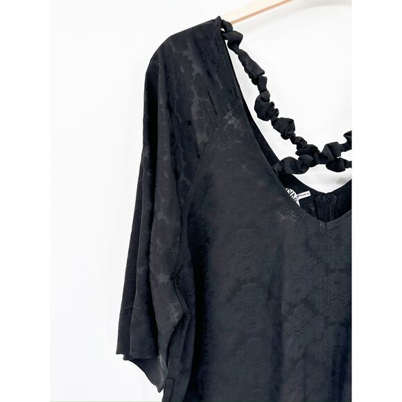 Ganni Black Jacquard V-Neck Oversized Midi Dress Size 38 - Picture 4 of 7